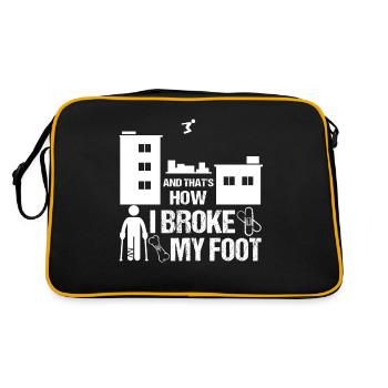 Fuß Gebrochen Fußbruch Geschenk Kind Parkour - Retro Tasche - Schwarz/Gold - Hinten