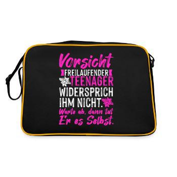 Freilaufender Teenager Pubertät Halbstark Kinder - Retro Tasche - Schwarz/Gold - Hinten