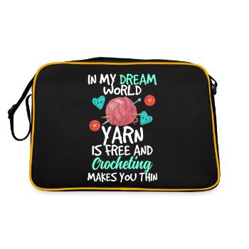 Dream World Yarn Free Crocheting Thin Crochet Wool - Retro Bag - black/gold - Back