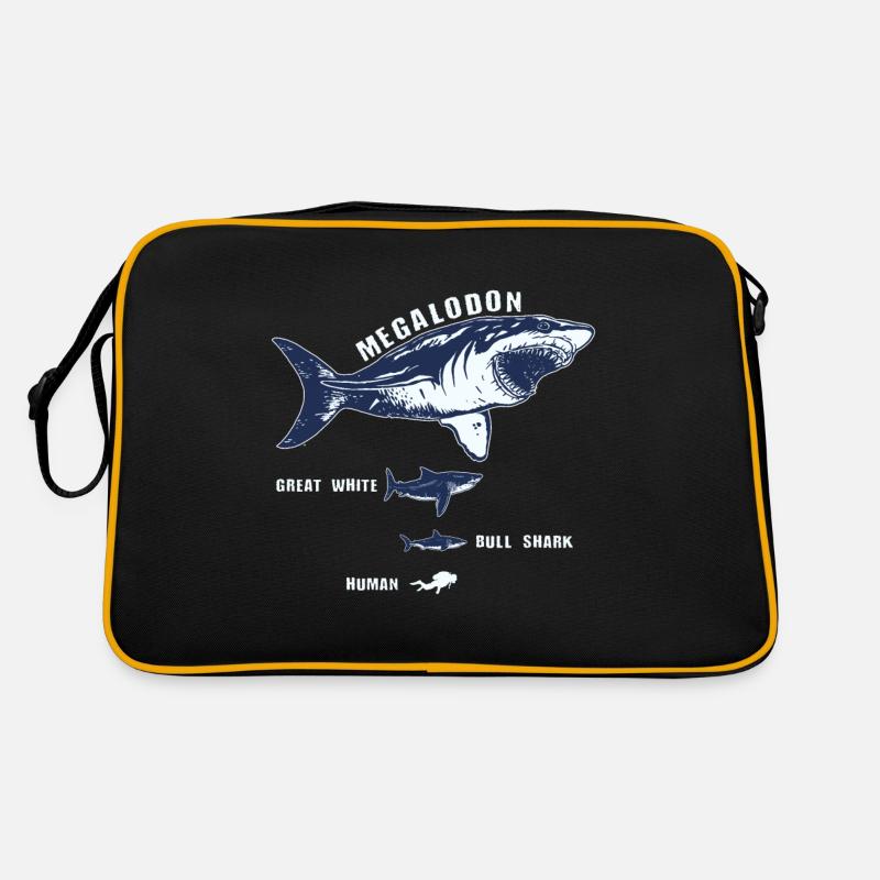 Megalodon Basking Shark Great White Shark Bull Shark Diver Retro Bag