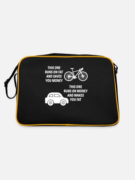 Bicycle Car Save Money Cycling Cyclists - Retro Bag - black/gold - Back