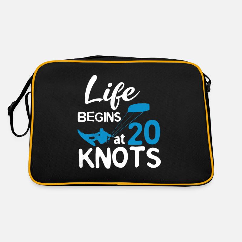 Life Begins 20 Knots Kiteboarding Windsurfing Surf Retro Tasche