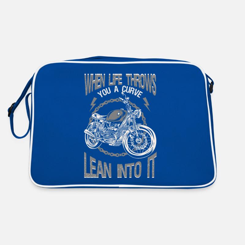 Life Throws Curve Lean Into It Motorräder Biker Retro Tasche