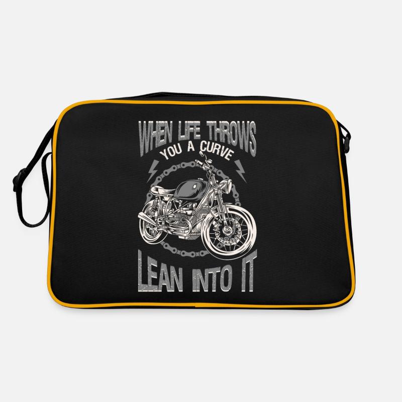 Life Throws Curve Lean Into It Motorcycles Biker Retro Bag