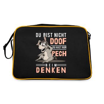 Bad luck thinking, stupidity, stupid, stupid donkey - Retro Bag - black/gold - Back