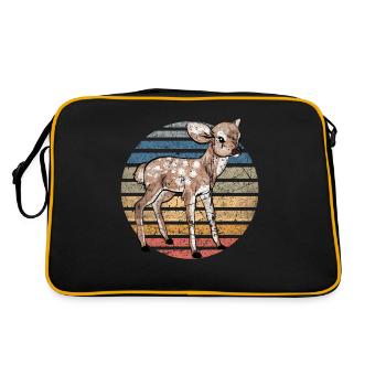 Reh Hirsch Rehkitz Sunset Kinder Waldtier Geschenk - Retro Tasche - Schwarz/Gold - Hinten