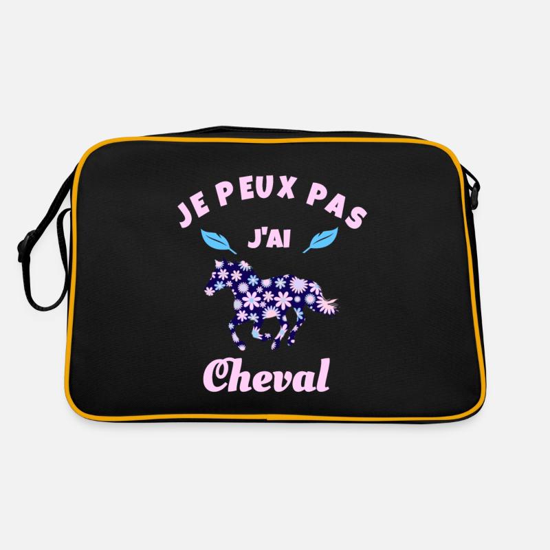 j'peux pas j'ai cheval équitation - Sac Retro - noir/or
