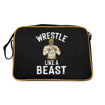 Wrestle Like A Beast Ringer Kampfkunst Pro Wrestle - Retro Tasche - Schwarz/Gold - Hinten