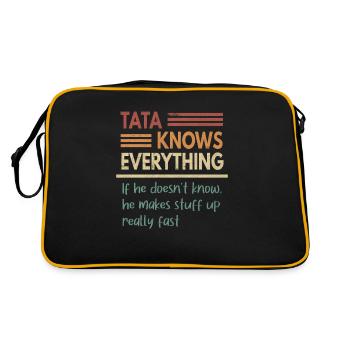 Tata Knows Everything Vater Großvater Weisheit - Retro Tasche - Schwarz/Gold - Hinten