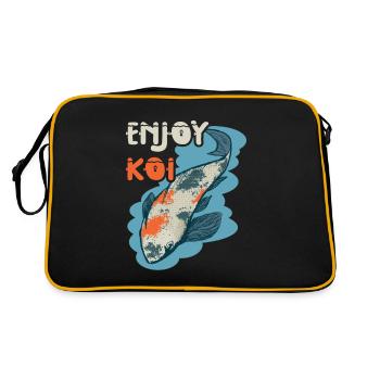 Nishikigoi Koi Züchter Enjoy Koi Karpfen - Retro Tasche - Schwarz/Gold - Hinten