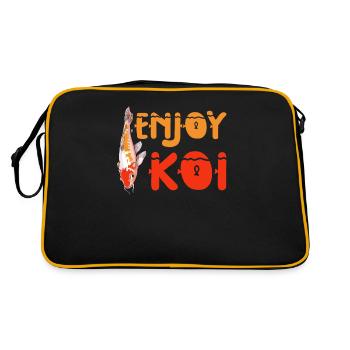 Nishikigoi Koi Züchter Enjoy Koi Karpfen - Retro Tasche - Schwarz/Gold - Hinten