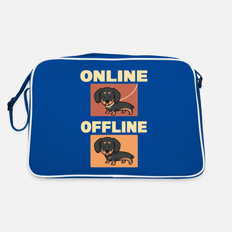 Online Offline Dachshund Dackel Mit Ohne Leine Retro Tasche