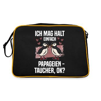 Ich Mag Halt Einfach Papageientaucher Ok Puffin - Retro Tasche - Schwarz/Gold - Hinten