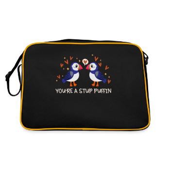 Stud Puffin Hearts Puffins Love Seabird - Retro Bag - black/gold - Back