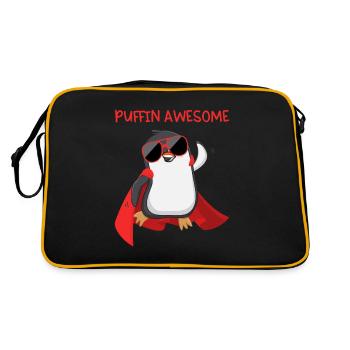 Puffin Awesome Puffin Superhero Cadeau - Sac Retro - noir/or - Dos