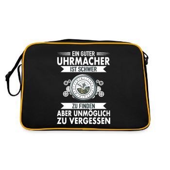 Lustiges Uhrmacher & Uhrliebhaber Geschenk - Retro Tasche - Schwarz/Gold - Hinten