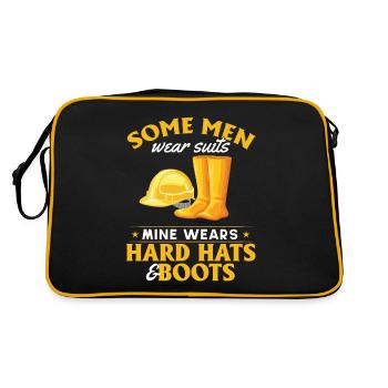 Bauarbeiter Männer Tragen Anzug Meiner Bauhelm - Retro Tasche - Schwarz/Gold - Hinten