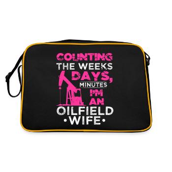 Count Weeks Days Minutes Oil Worker Wife - Retro Bag - black/gold - Back