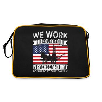 Production pétrolière Travailleurs du pétrole Cadeau du drapeau des États-Unis - Sac Retro - noir/or - Dos