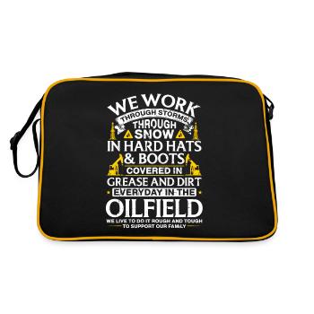 OilField Workers Oil Rig Oil Platform Oil Production - Retro Bag - black/gold - Back