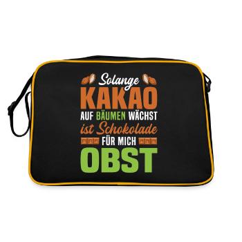 Kakao Schokoladen Liebhaber Obst Tafel Schokolade - Retro Tasche - Schwarz/Gold - Hinten