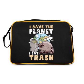 Raccoon Save Planet Eat Trash Gift - Retro Bag - black/gold - Back