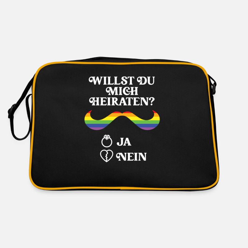 Willst Du mich heiraten Heiratsantrag LGBTQ Ehe Retro Tasche