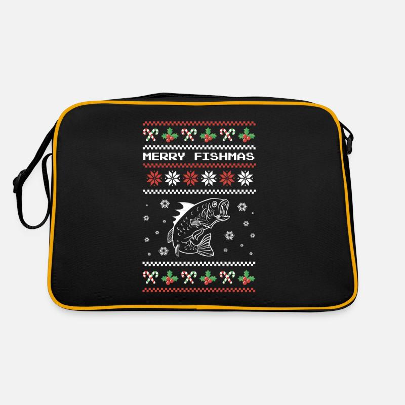 Merry Fishmas Angler Barsch Weihnachtsgeschenk Retro Tasche