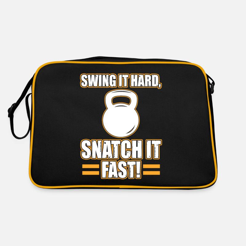 Swing It Hard Snatch It Fast Kettlebell Dumbbells Sac Retro