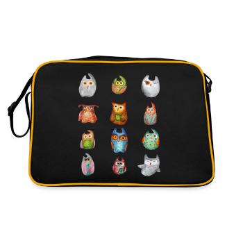 Hibou Aigle Hibou Animal Forêt Animal Petit Hibou Barno Chouette Fun - Sac Retro - noir/or - Dos