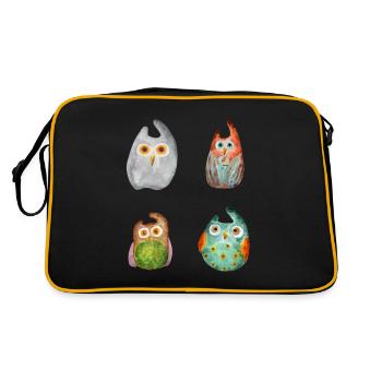 Hibou Aigle Hibou Animal Forêt Animal Petit Hibou Barno Chouette Fun - Sac Retro - noir/or - Dos