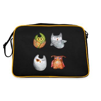 Hibou Aigle Hibou Animal Forêt Animal Petit Hibou Barno Chouette Fun - Sac Retro - noir/or - Dos