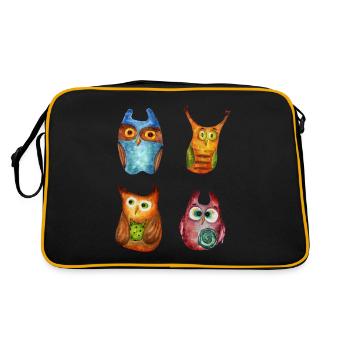 Hibou Aigle Hibou Animal Forêt Animal Petit Hibou Barno Chouette Fun - Sac Retro - noir/or - Dos