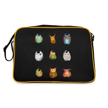 Hibou Aigle Hibou Animal Forêt Animal Petit Hibou Barno Chouette Fun - Sac Retro - noir/or - Dos