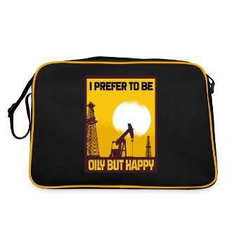 I Prefer To Be Oily But Happy Oil Production Gift - Retro Bag - black/gold - Back