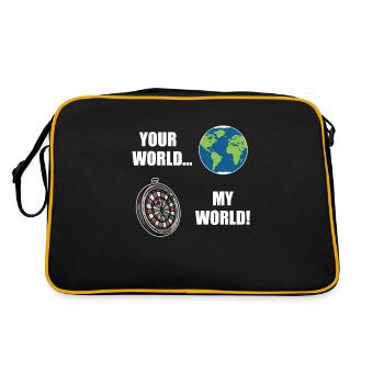 Deine Welt Meine Dart Welt Dartboard Erdkugel - Retro Tasche - Schwarz/Gold - Hinten