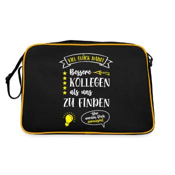 Kollege Abschied Kollegen Mitarbeiter Chef Arbeit - Retro Tasche - Schwarz/Gold - Hinten
