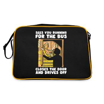 Busfahrer Lustiger Autobus Spruch Für Transporter - Retro Tasche - Schwarz/Gold - Hinten