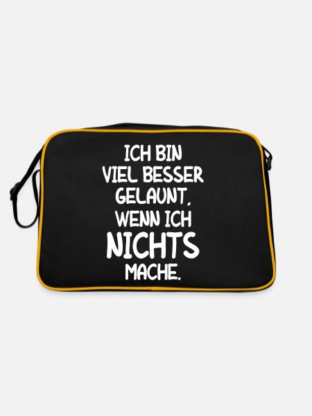 Müde Faul Job Schlafen Fertig Mitarbeiter Geschenk - Retro Tasche - Schwarz/Gold - Hinten