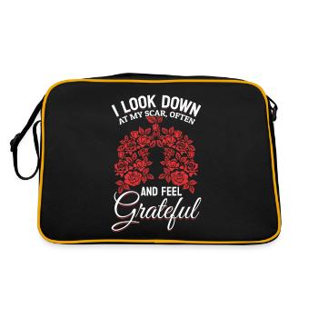 Lungen Transplantation Narbe Blumen Bronchen - Retro Tasche - Schwarz/Gold - Hinten