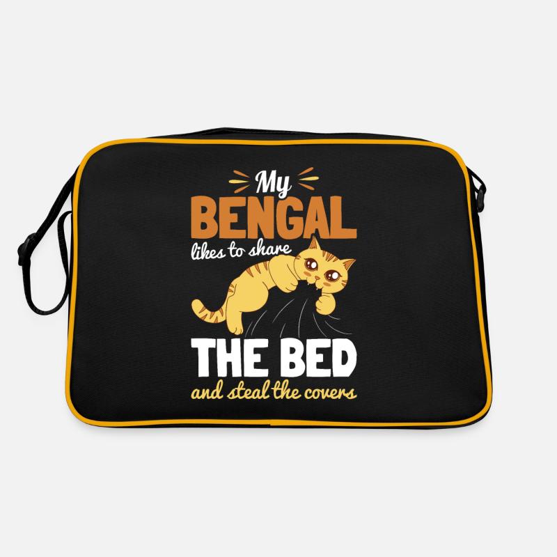 Bengal chat dans le lit chat maman chat papa geschen Sac Retro