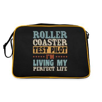 Vintage Roller Coaster Test Pilot Perfect Life - Retro Tasche - Schwarz/Gold - Hinten