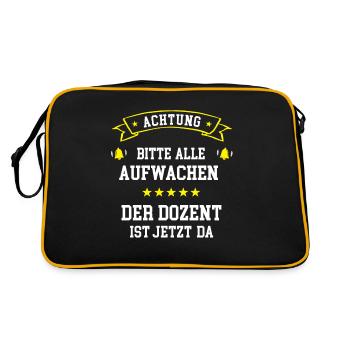 Dozent Universität Tutor Geburtstag Lehrer Uni - Retro Tasche - Schwarz/Gold - Hinten