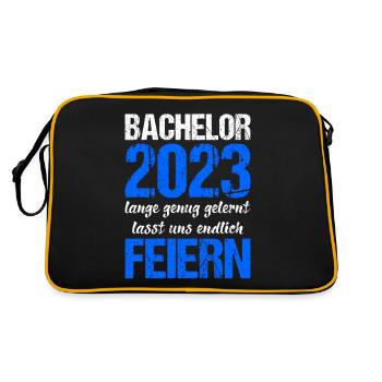 Bachelor 2023 Lange Genug Gelernt Lasst Uns Feiern - Retro Tasche - Schwarz/Gold - Hinten