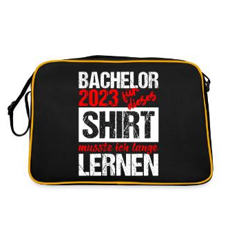 Bachelor 2023 Lange Genug Gelernt Lasst Uns Feiern - Retro Tasche - Schwarz/Gold - Hinten