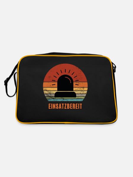 Einsatzbereit Feuerwehr Immer im Einsatz Rettung - Retro Tasche - Schwarz/Gold - Hinten