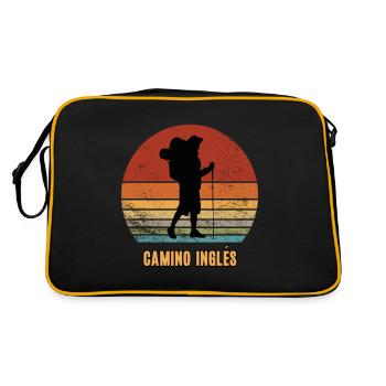 Camino Inglés Pilgern Reise Jakobsweg Pilger - Retro Tasche - Schwarz/Gold - Hinten