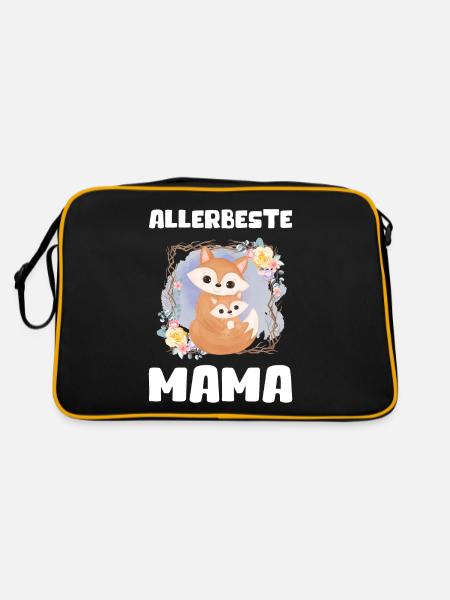 Allerbeste Mama Frauen Mutti Geschenk Muttertag - Retro Tasche - Schwarz/Gold