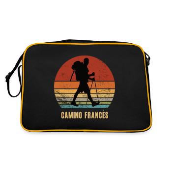 Camino Francés Jakobsweg Pilgern Pilger Reise - Retro Tasche - Schwarz/Gold - Hinten