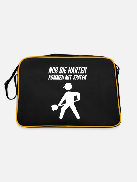 Gärtner Spruch Hobbygärtner Gartenarbeit Arbeiter - Retro Tasche - Schwarz/Gold - Hinten